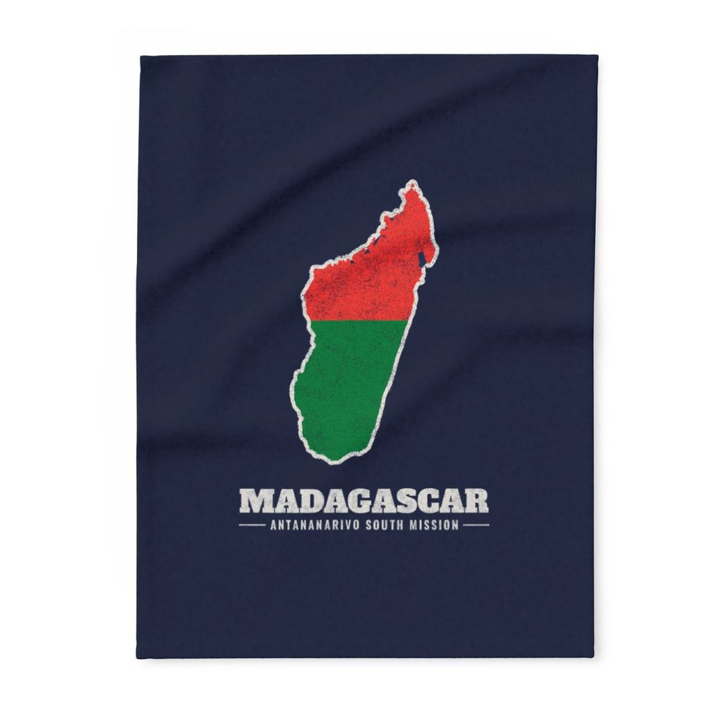 Madagascar Antananarivo South Mission flag map fleece blanket by Weak Things