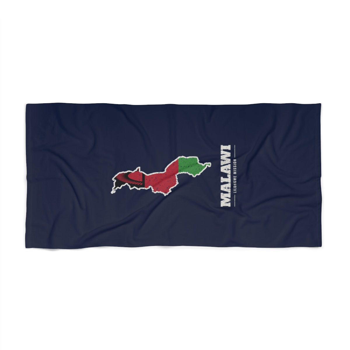 Malawi Lilongwe Mission flag map beach towel by Weak Things view 2