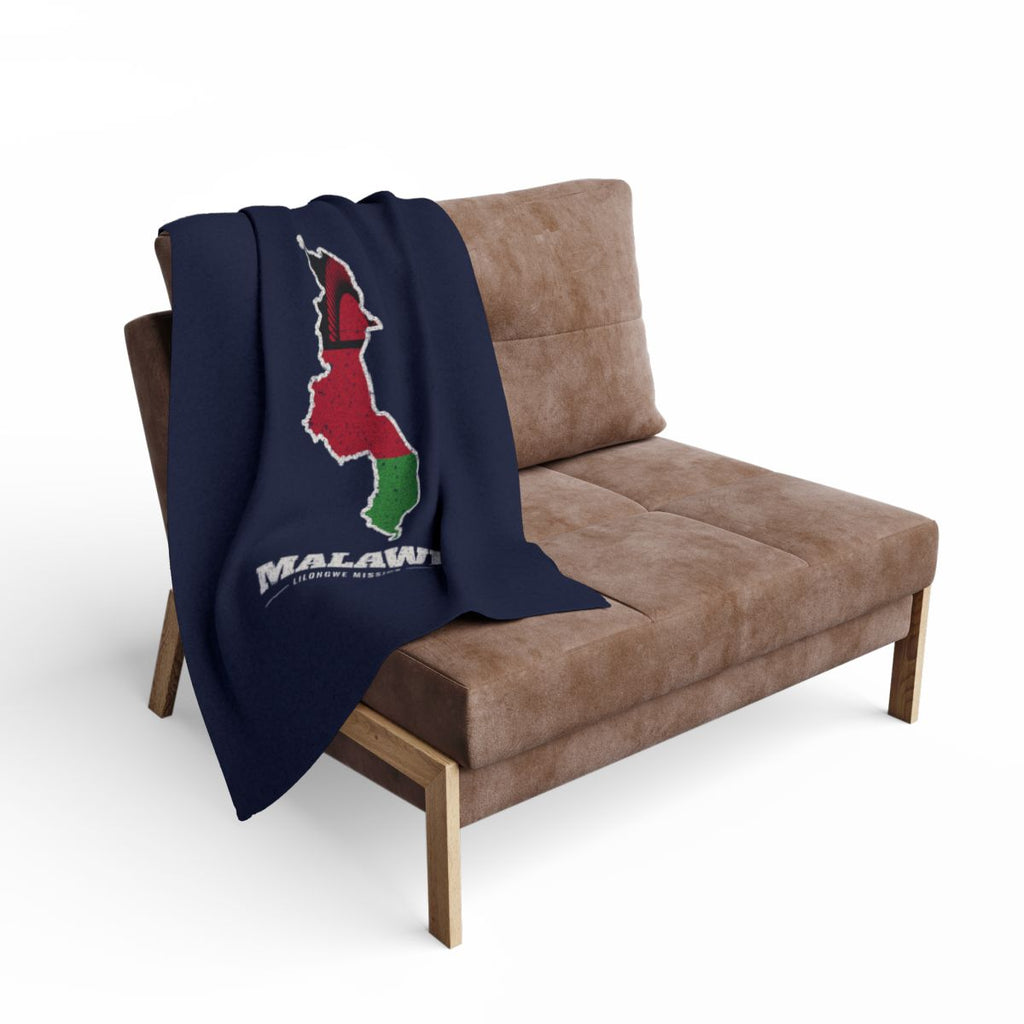 Malawi Lilongwe Mission flag map fleece blanket by Weak Things view 2