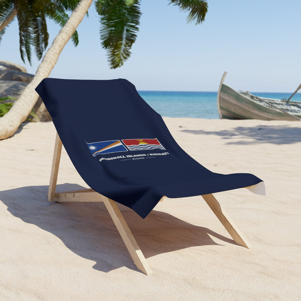 Marshall Islands/Kiribati Mission flag map beach towel by Weak Things