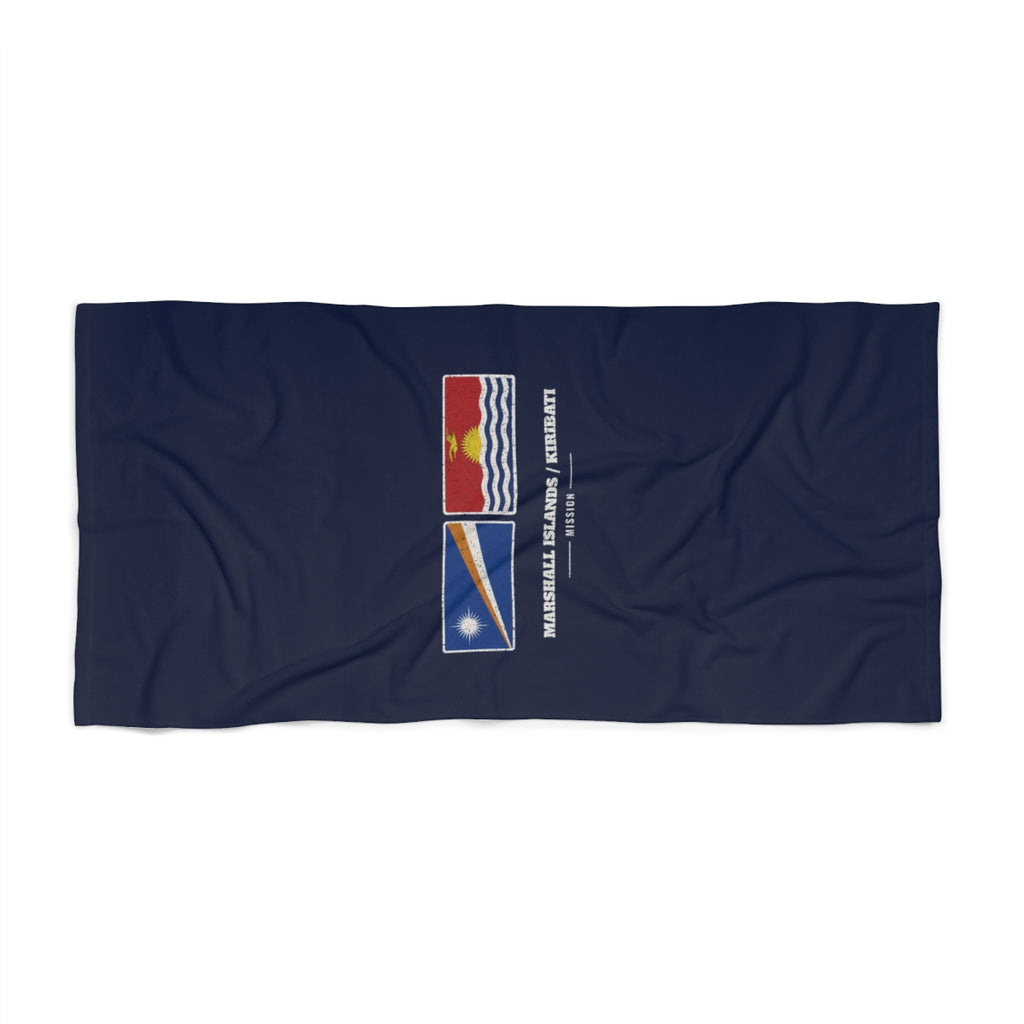 Marshall Islands/Kiribati Mission flag map beach towel by Weak Things view 2