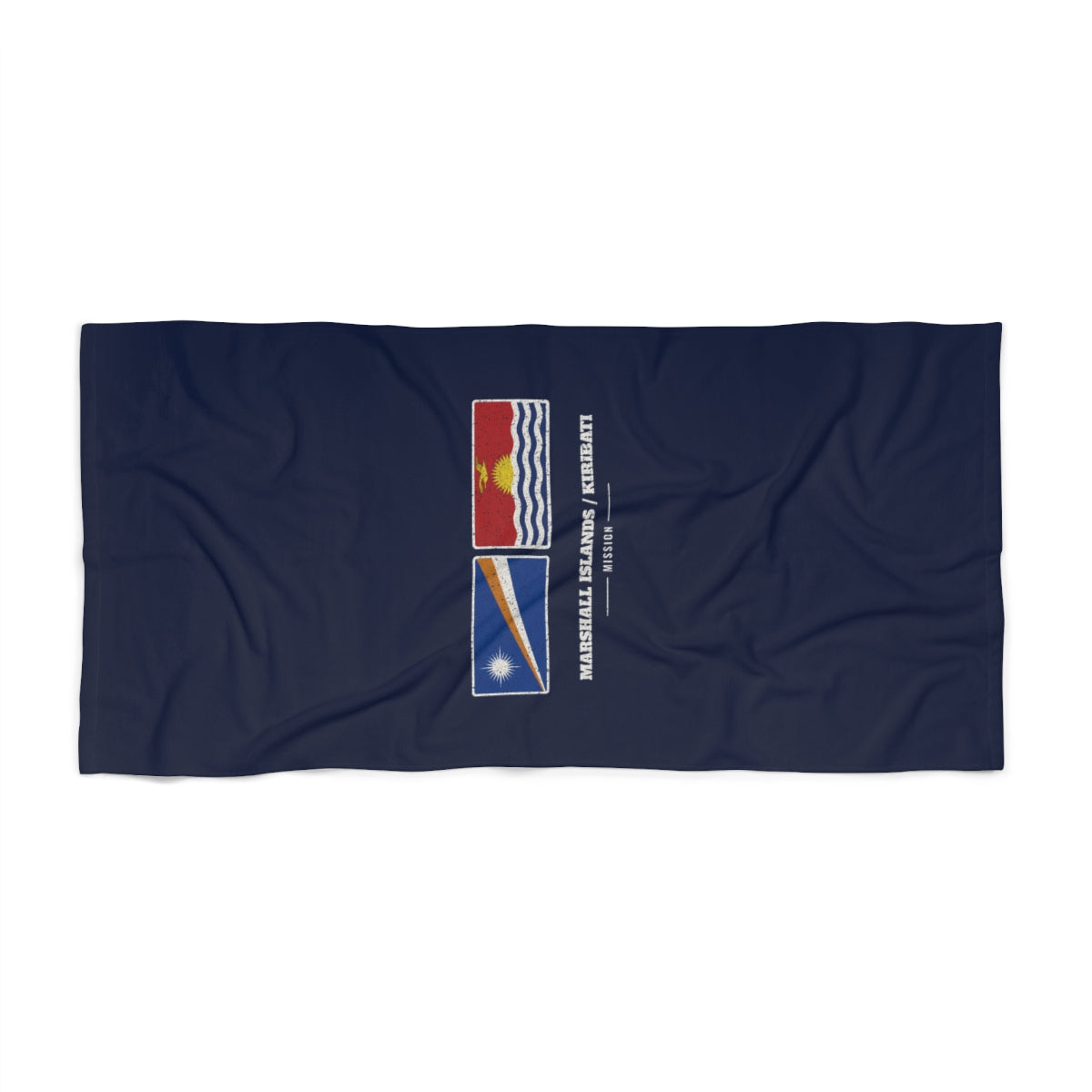 Marshall Islands/Kiribati Mission flag map beach towel by Weak Things view 2