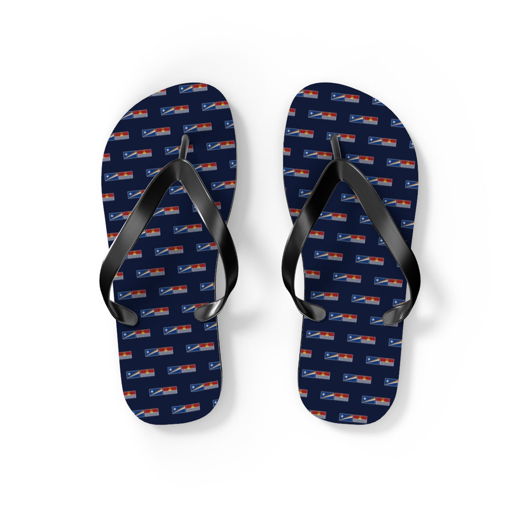 Marshall Islands/Kiribati Mission flag map flip flops by Weak Things view 2
