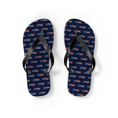 Marshall Islands/Kiribati Mission flag map flip flops by Weak Things view 2