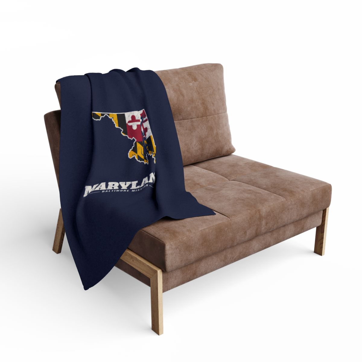 Maryland Baltimore Mission flag map fleece blanket by Weak Things view 2