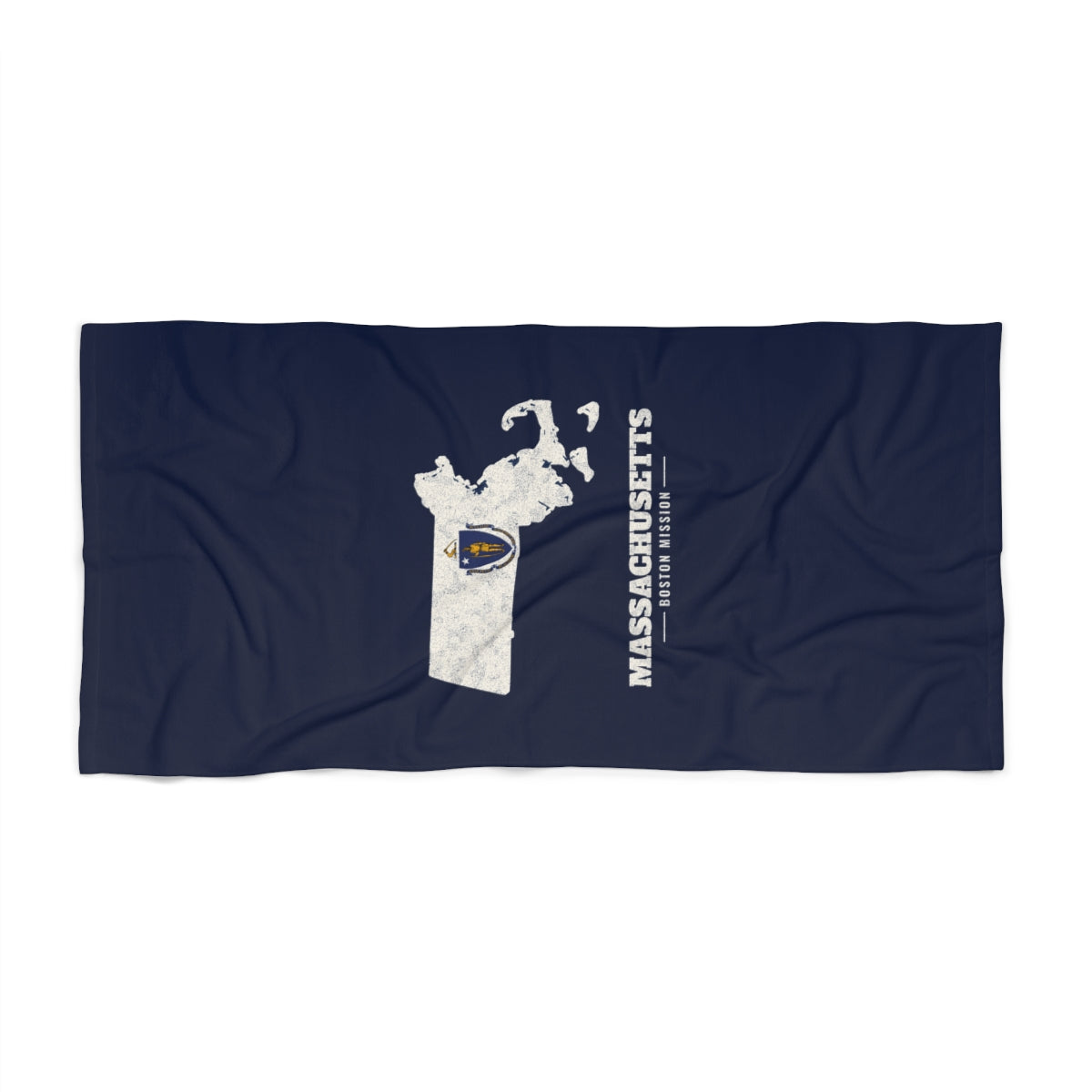 Massachusetts Boston Mission flag map beach towel by Weak Things view 2