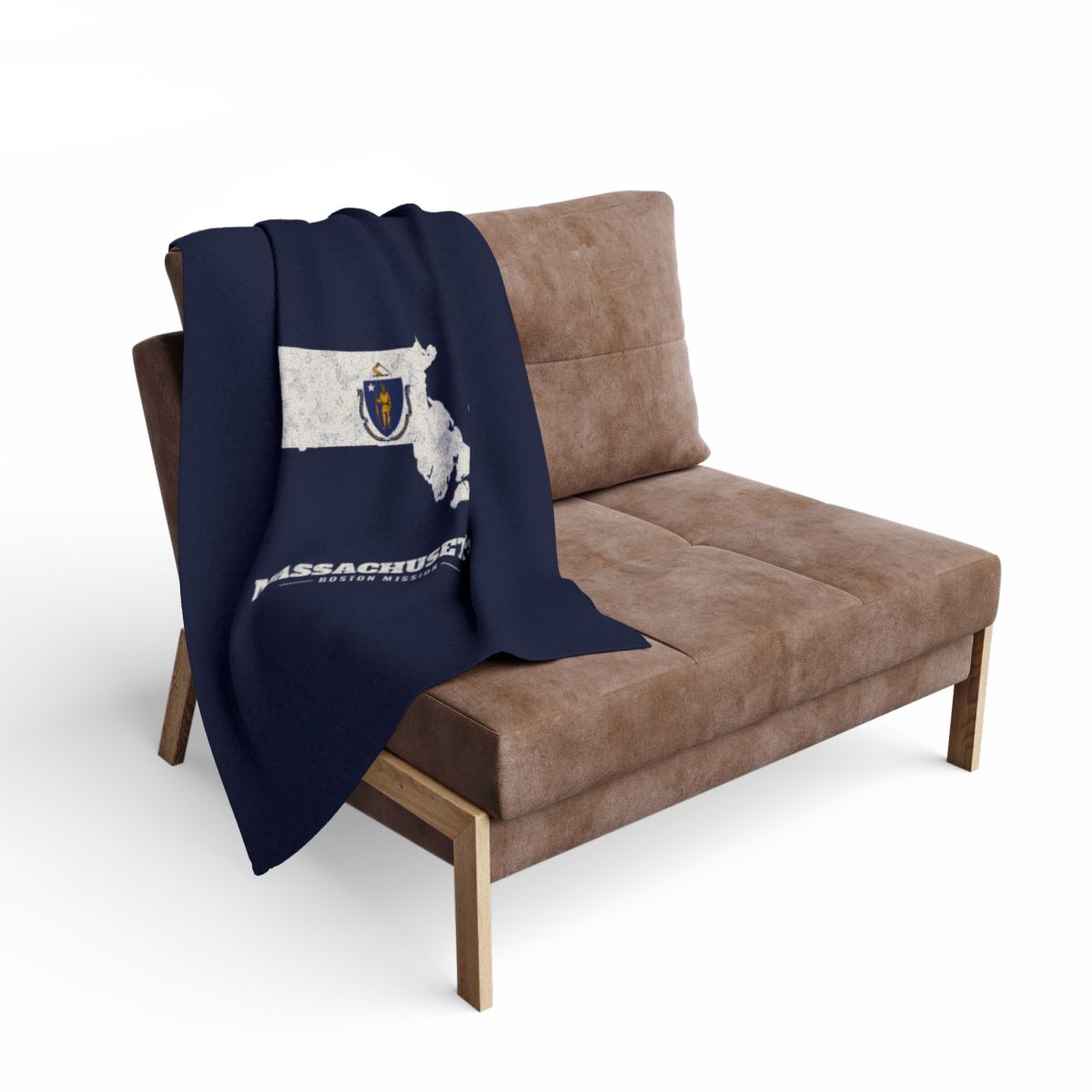 Massachusetts Boston Mission flag map fleece blanket by Weak Things view 2