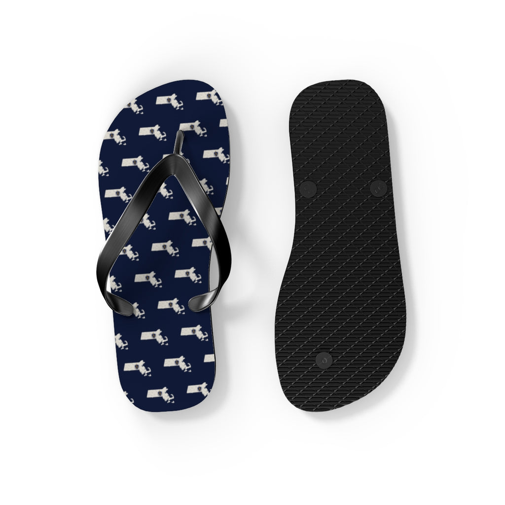 Massachusetts Mission flag map flip flops by Weak Things view 4