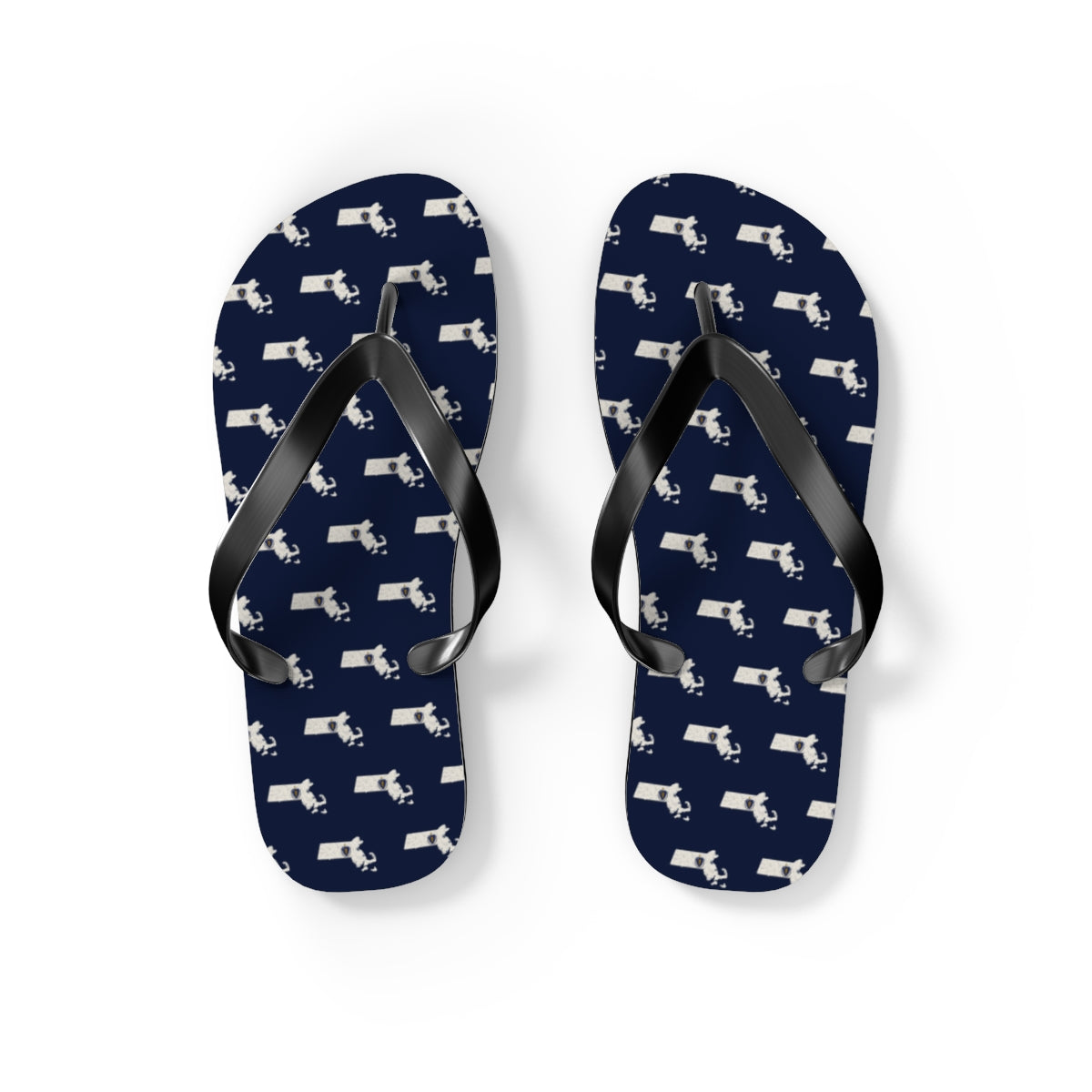 Massachusetts Mission flag map flip flops by Weak Things view 2