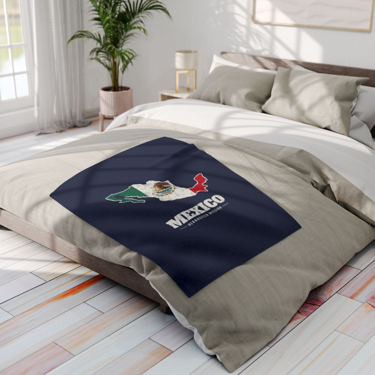 Mexico Hermosillo Mission flag map fleece blanket by Weak Things view 4