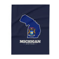 Michigan Detroit Mission flag map fleece blanket by Weak Things