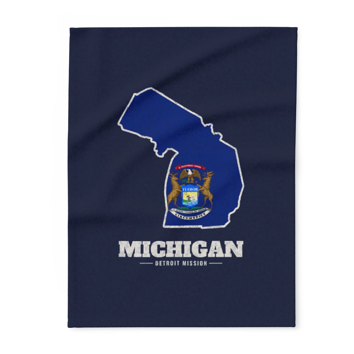 Michigan Detroit Mission flag map fleece blanket by Weak Things