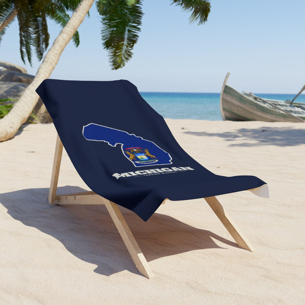 Michigan Lansing Mission flag map beach towel by Weak Things
