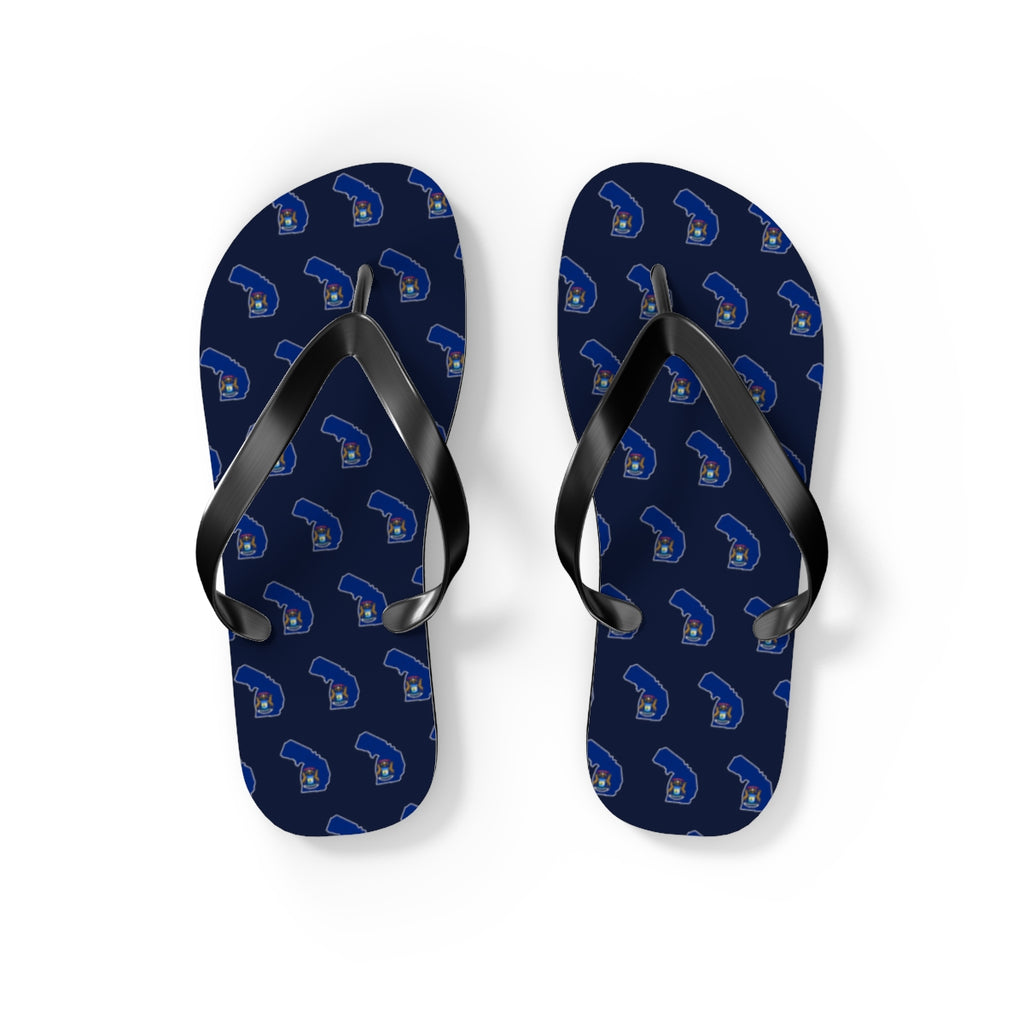Michigan Mission flag map flip flops by Weak Things view 2