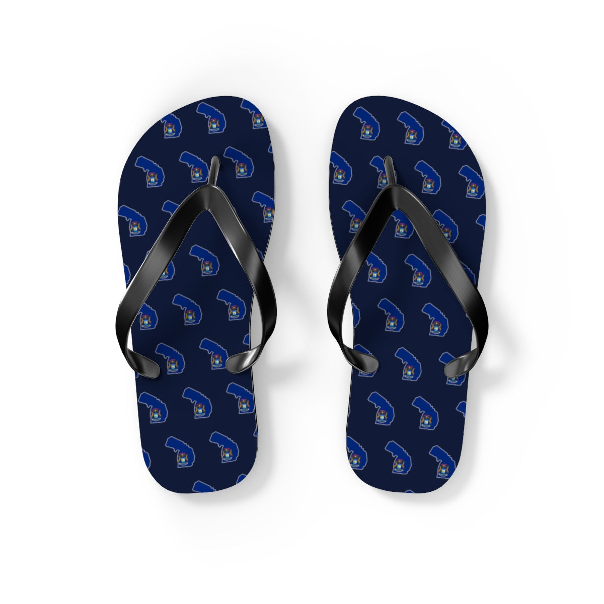 Michigan Mission flag map flip flops by Weak Things view 2