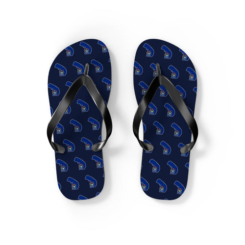 Michigan Mission flag map flip flops by Weak Things view 2