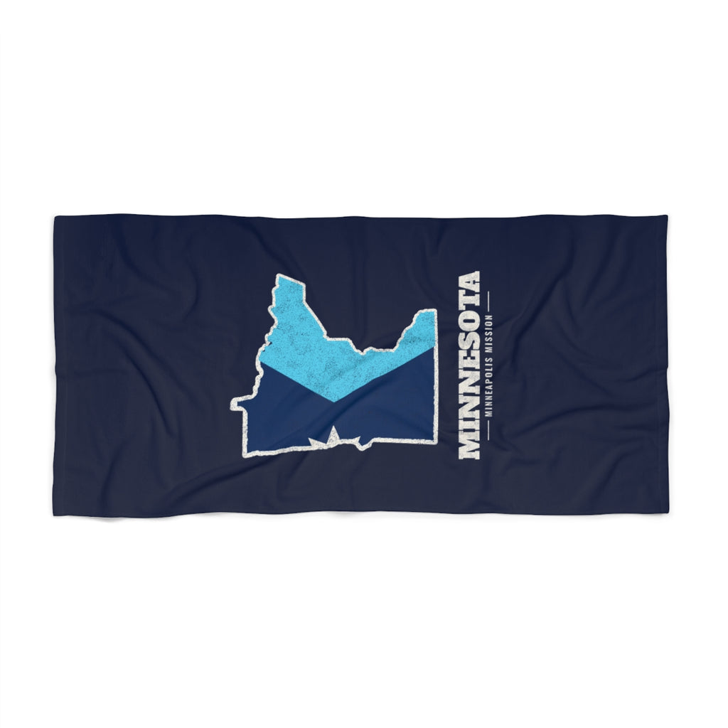 Minnesota Minneapolis Mission flag map beach towel by Weak Things view 2