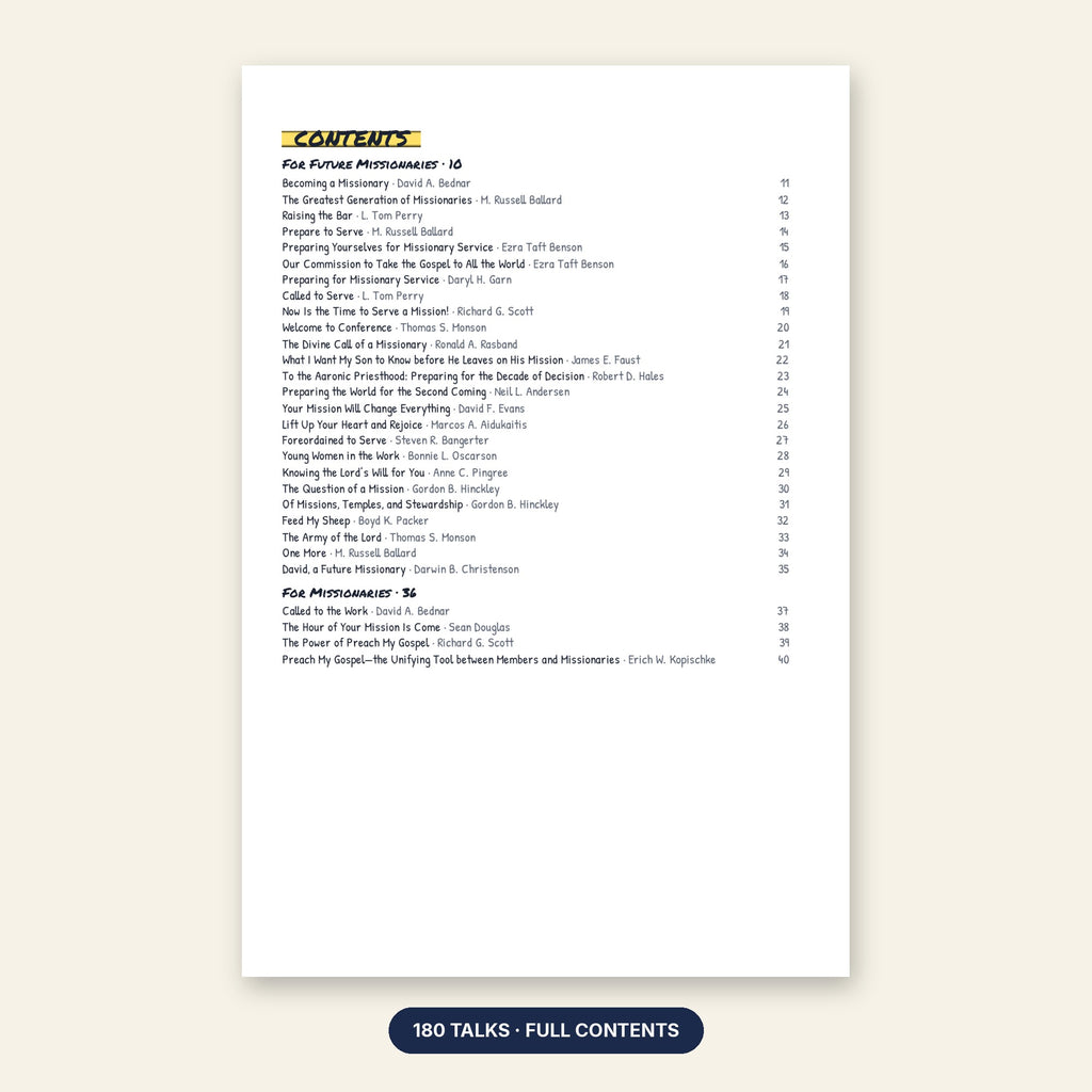 Missionary Study Journal contents page
