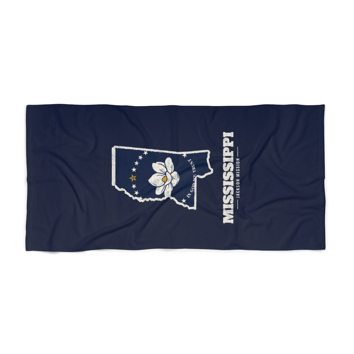 Mississippi Jackson Mission flag map beach towel by Weak Things view 2