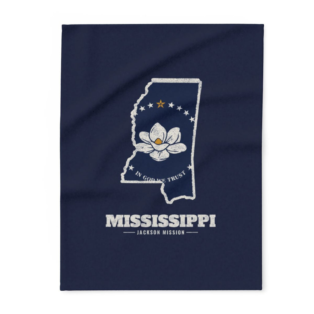 Mississippi Jackson Mission flag map fleece blanket by Weak Things