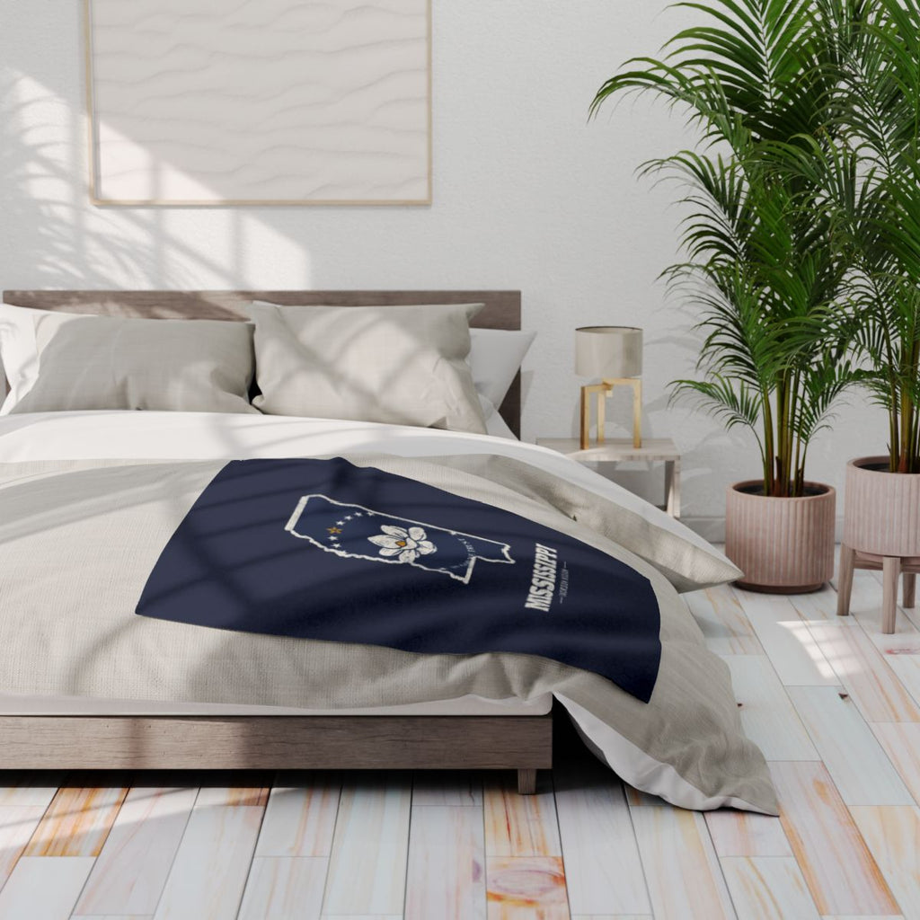Mississippi Jackson Mission flag map fleece blanket by Weak Things view 3
