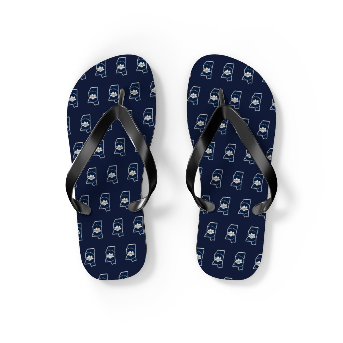 Mississippi Mission flag map flip flops by Weak Things view 2