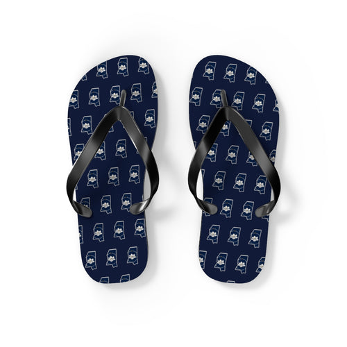 Mississippi Mission flag map flip flops by Weak Things view 2