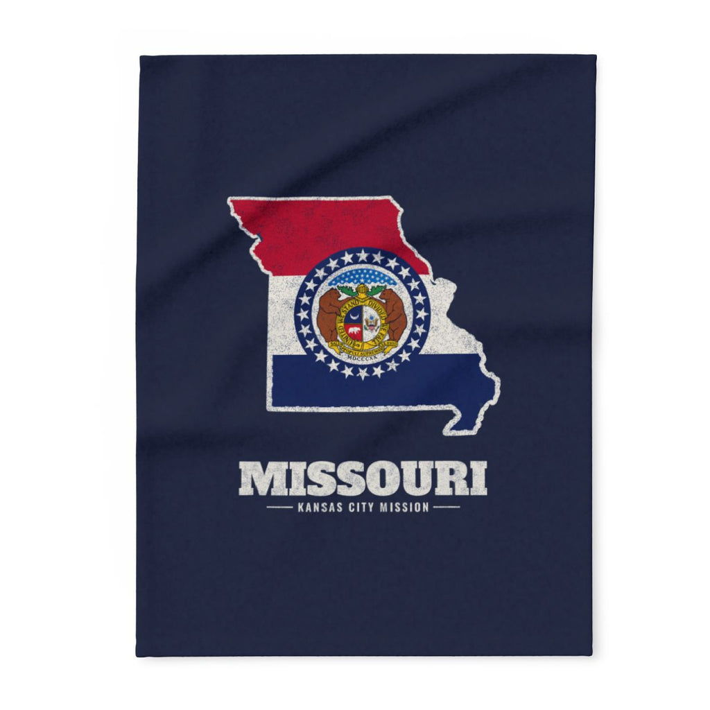 Missouri Kansas City Mission flag map fleece blanket by Weak Things