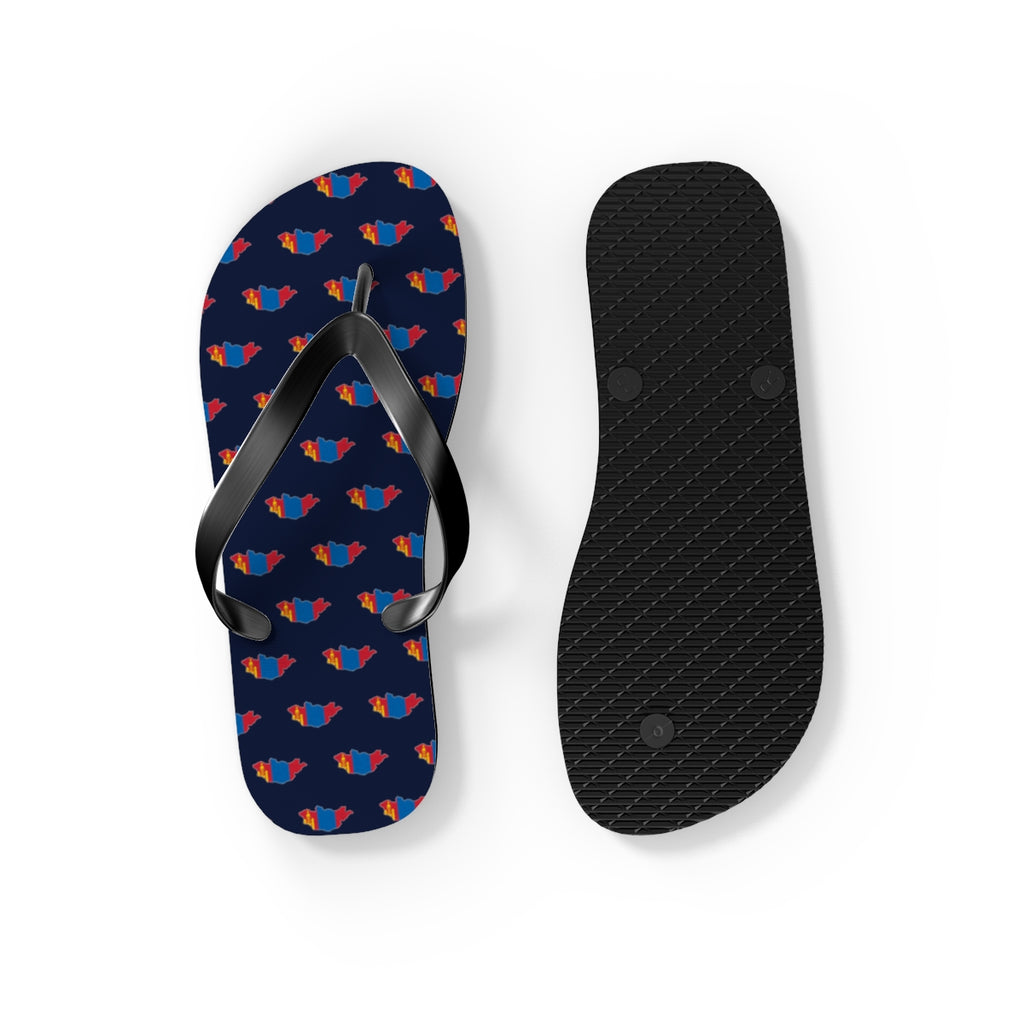 Mongolia Mission flag map flip flops by Weak Things view 4