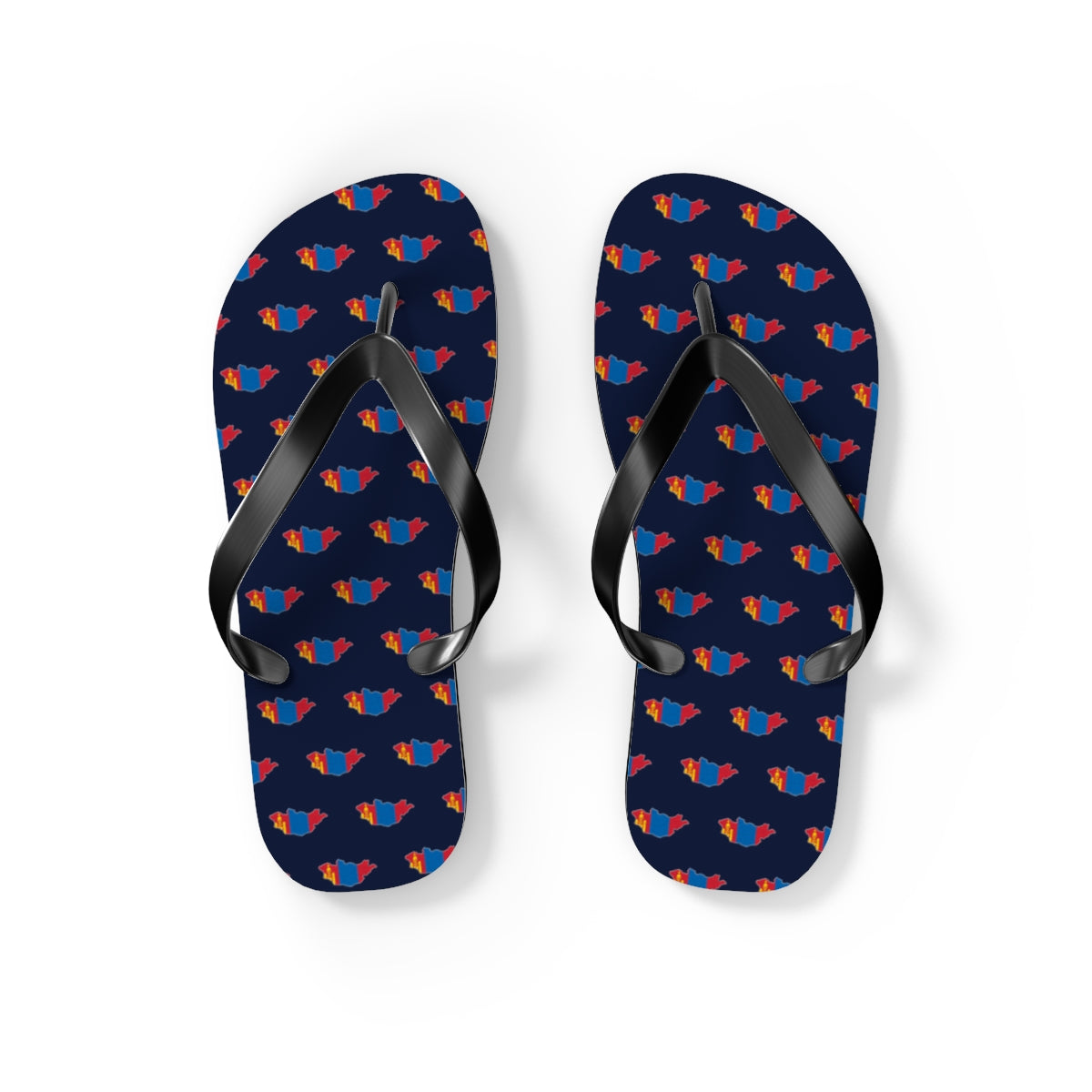 Mongolia Mission flag map flip flops by Weak Things view 2