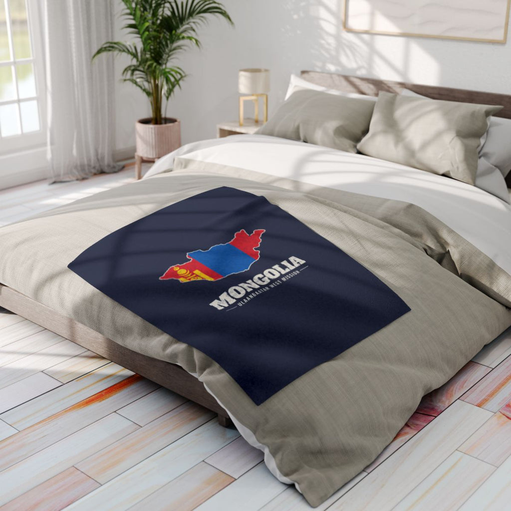 Mongolia Ulaanbaatar West Mission flag map fleece blanket by Weak Things view 4