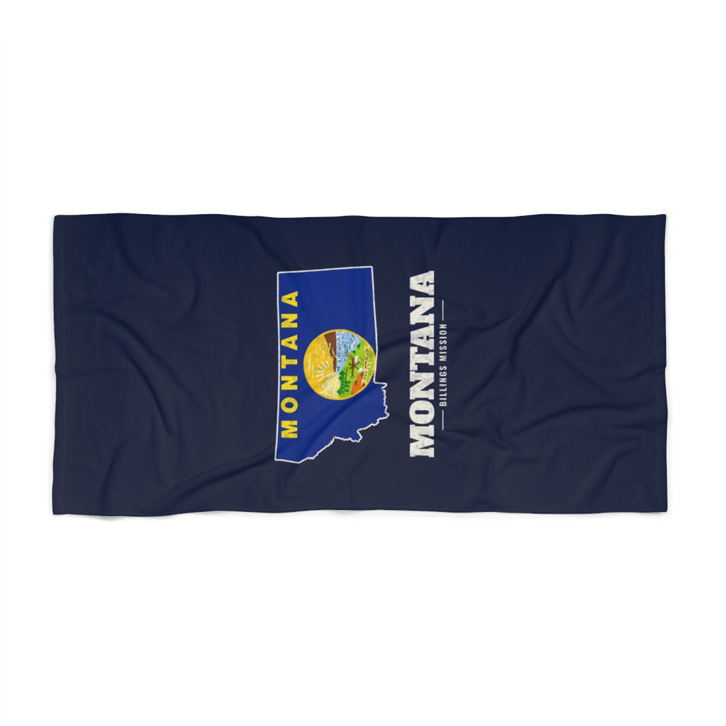 Montana Billings Mission flag map beach towel by Weak Things view 2