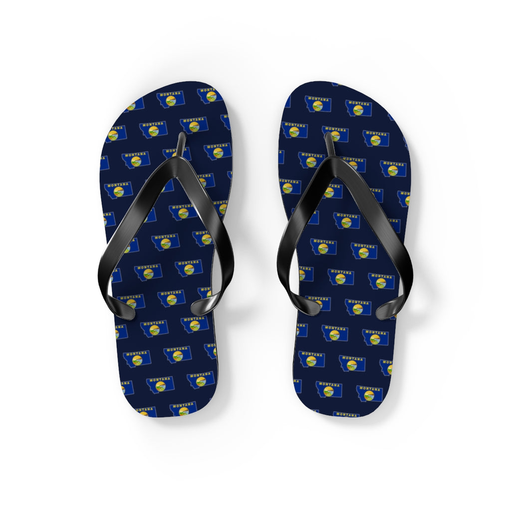 Montana Mission flag map flip flops by Weak Things view 2