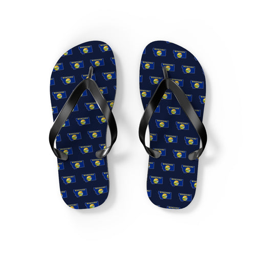 Montana Mission flag map flip flops by Weak Things view 2