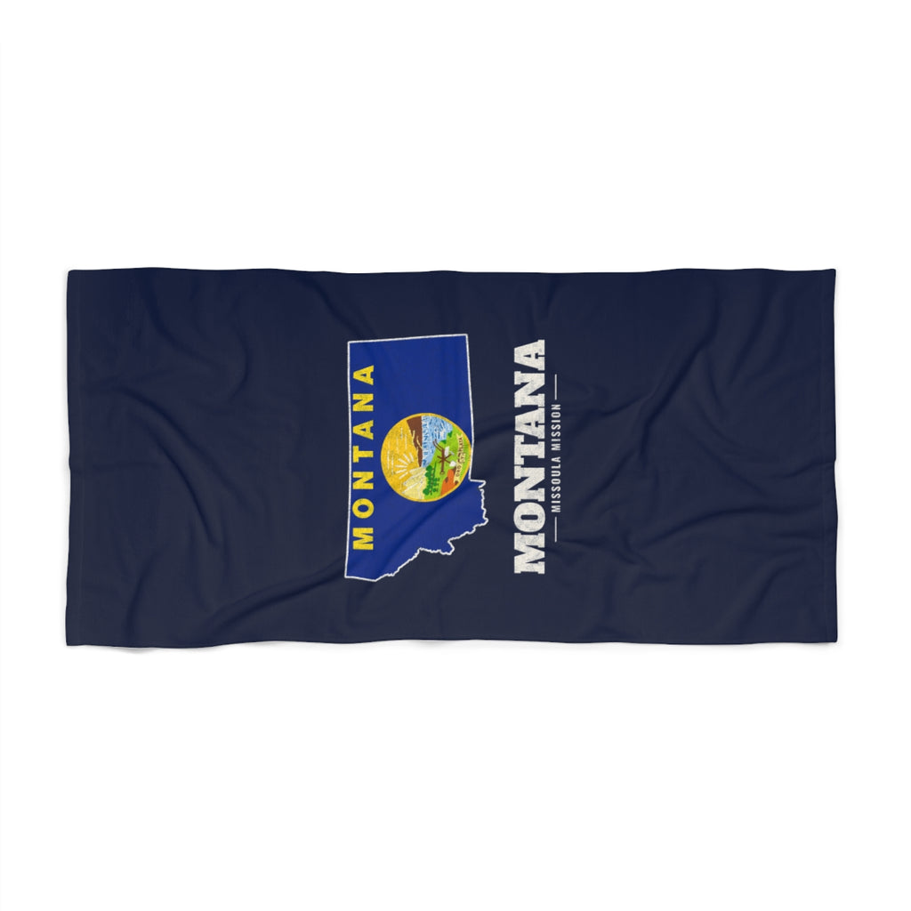 Montana Missoula Mission flag map beach towel by Weak Things view 2