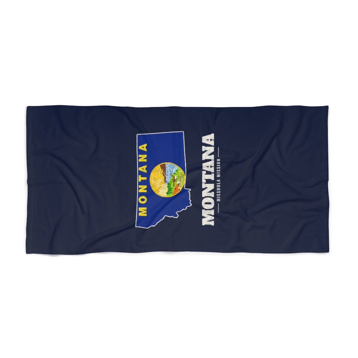 Montana Missoula Mission flag map beach towel by Weak Things view 2