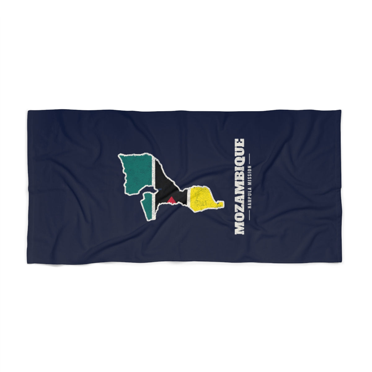 Mozambique Nampula Mission flag map beach towel by Weak Things view 2