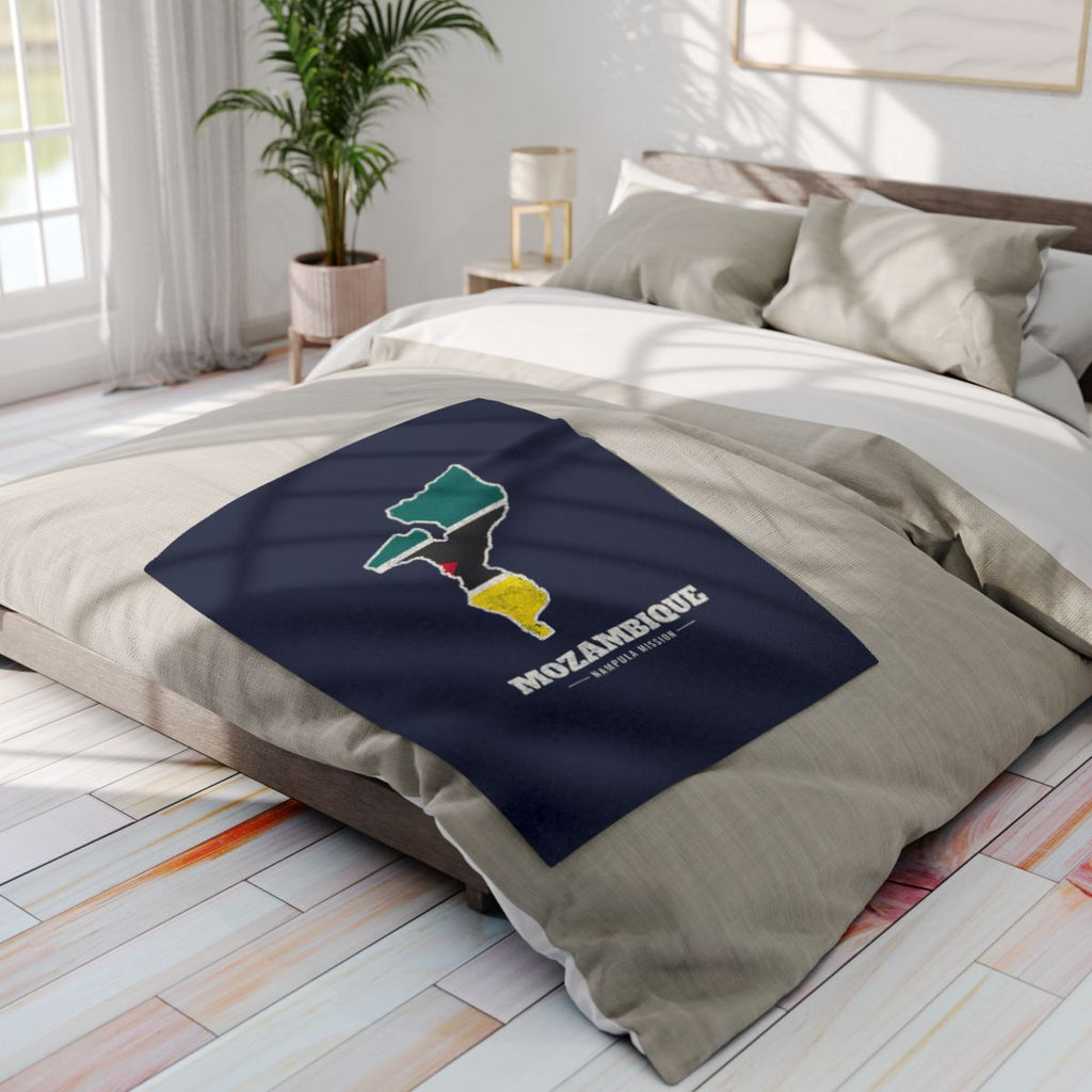 Mozambique Nampula Mission flag map fleece blanket by Weak Things view 4