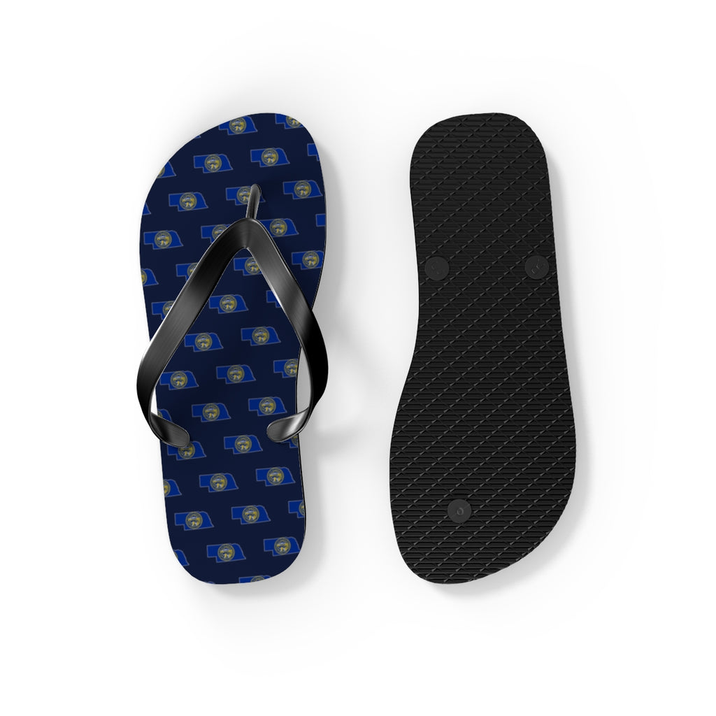 Nebraska Mission flag map flip flops by Weak Things view 4