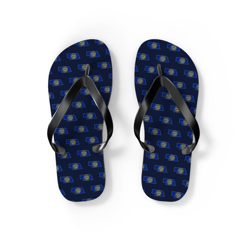 Nebraska Mission flag map flip flops by Weak Things view 2