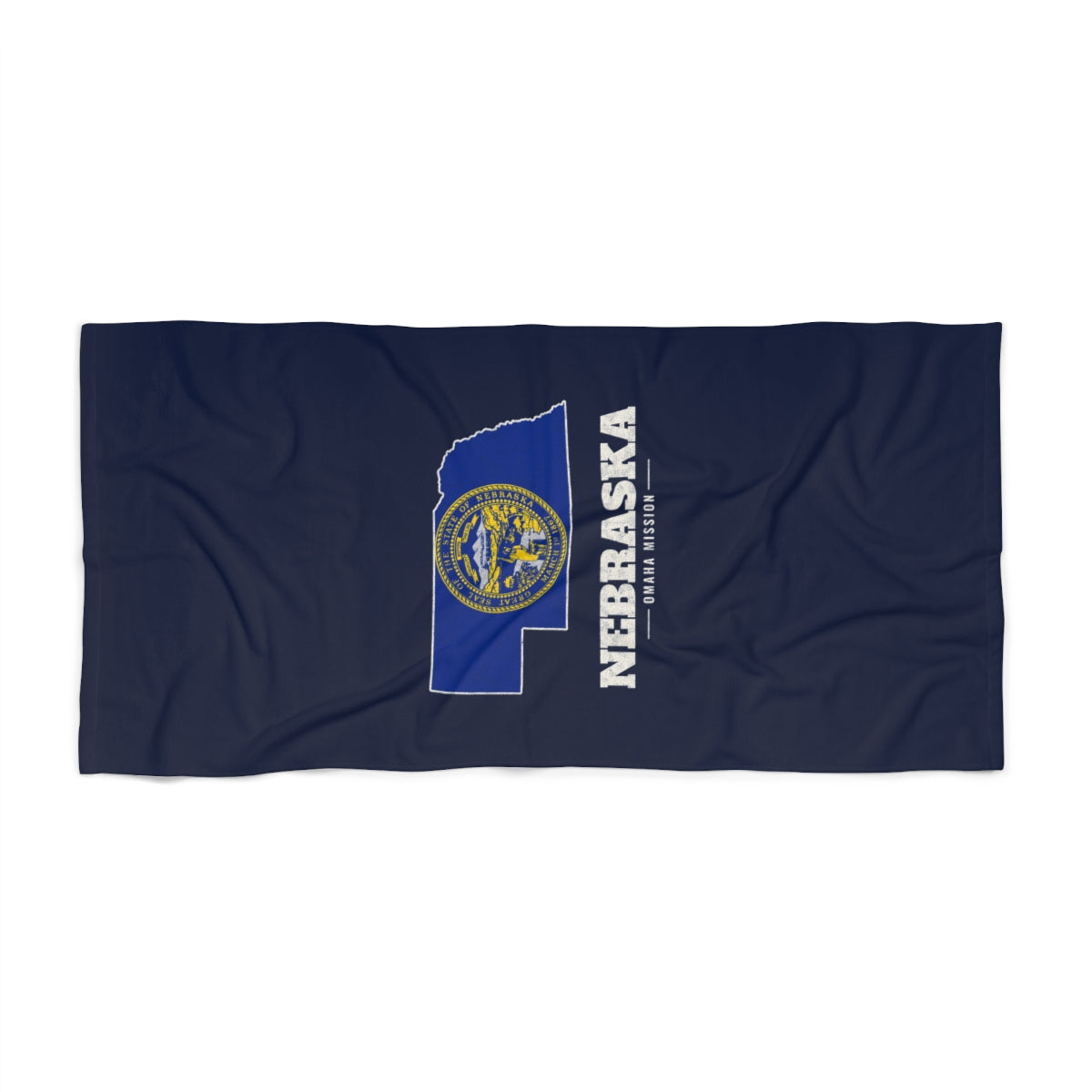 Nebraska Omaha Mission flag map beach towel by Weak Things view 2