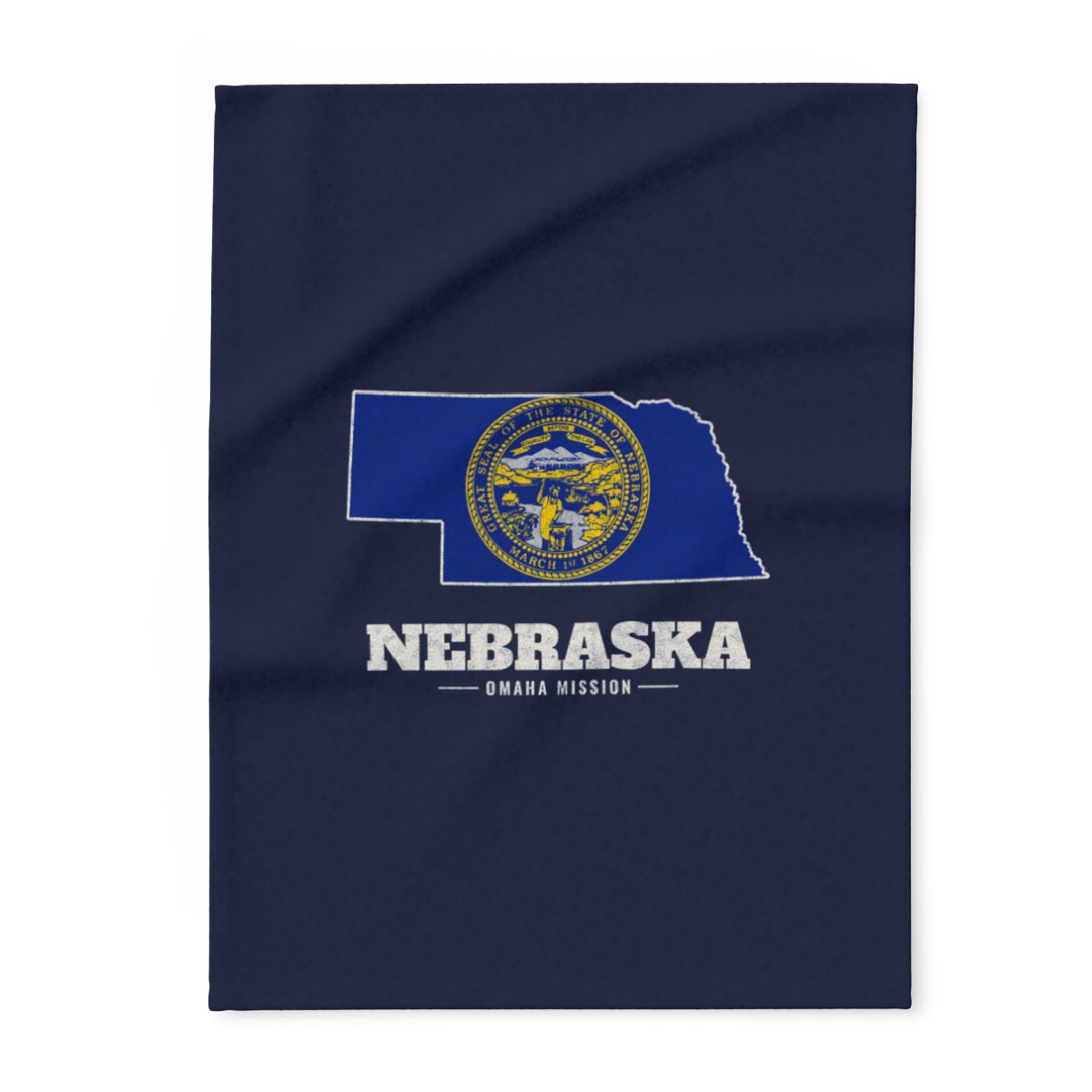 Nebraska Omaha Mission flag map fleece blanket by Weak Things