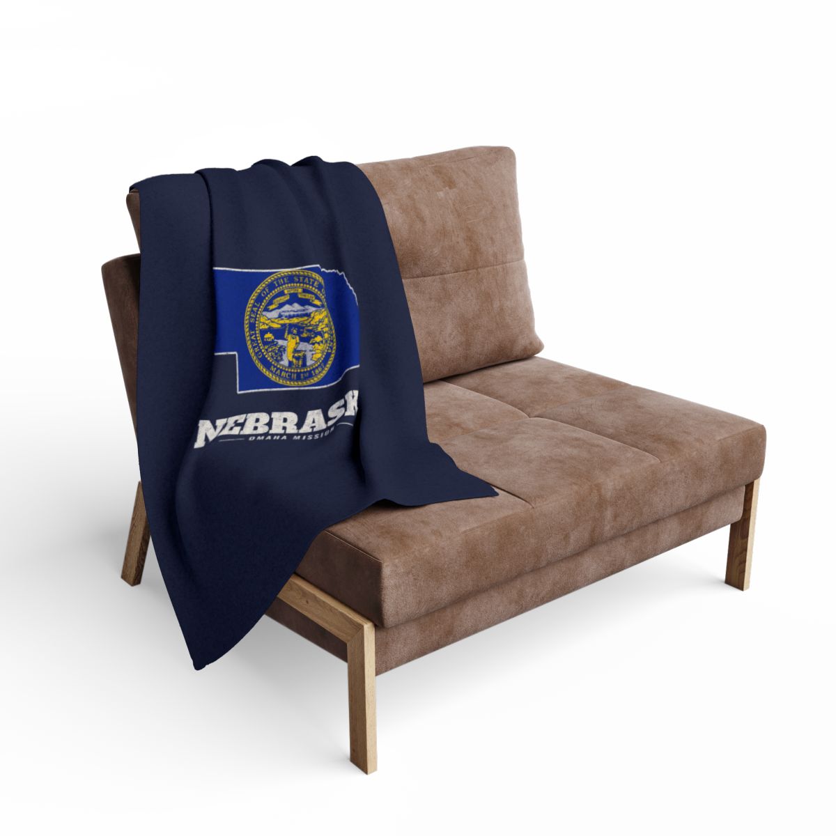 Nebraska Omaha Mission flag map fleece blanket by Weak Things view 2