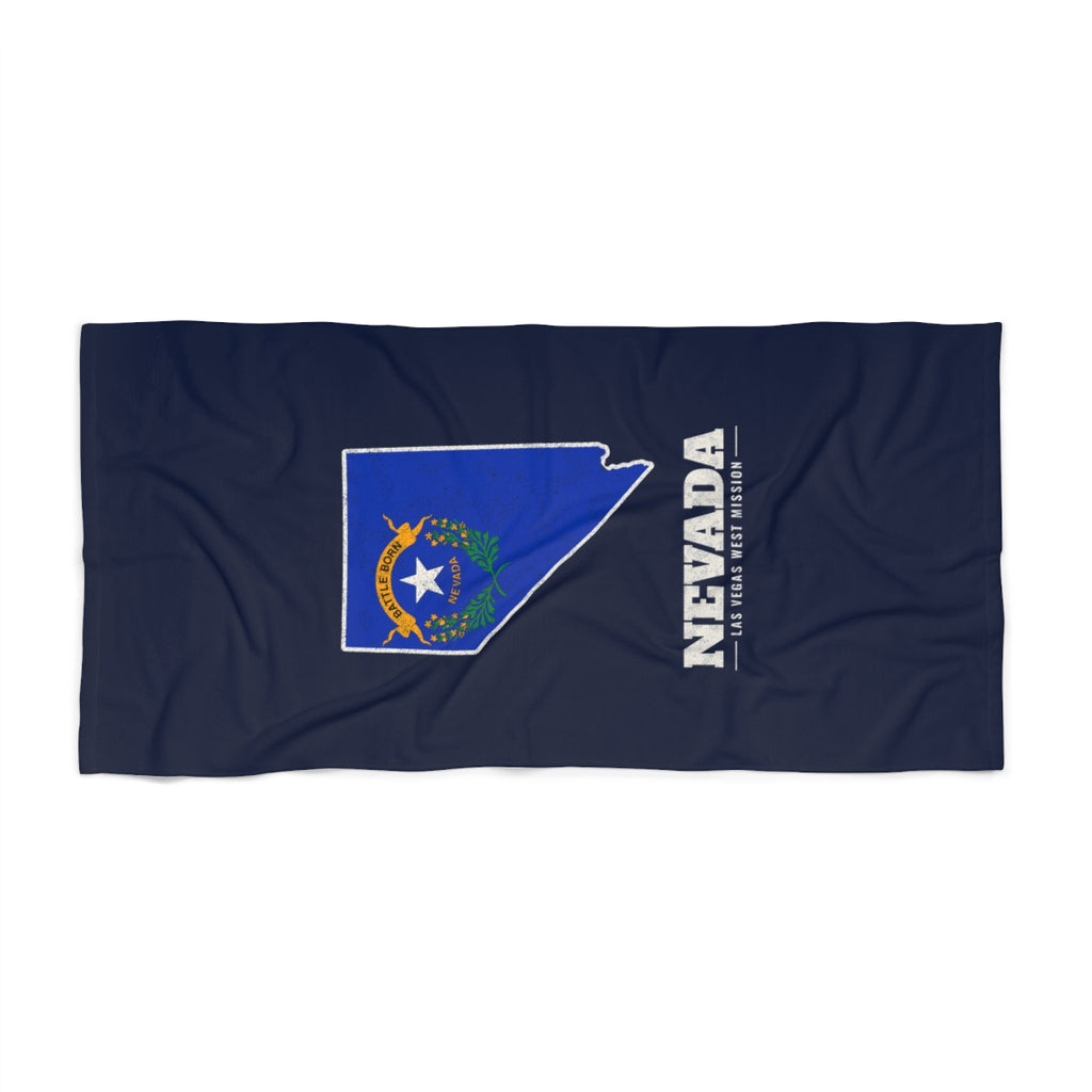 Nevada Las Vegas West Mission flag map beach towel by Weak Things view 2