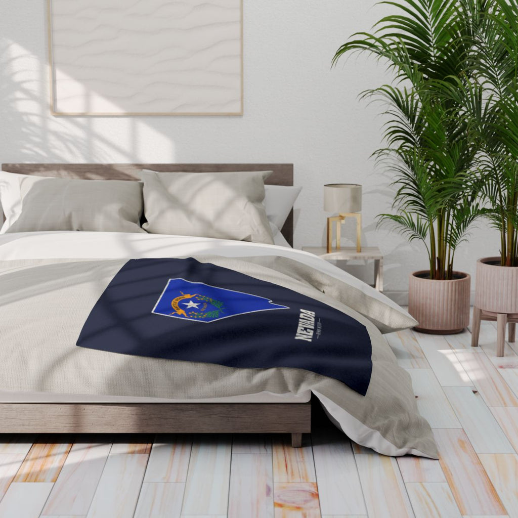 Nevada Reno Mission flag map fleece blanket by Weak Things view 3