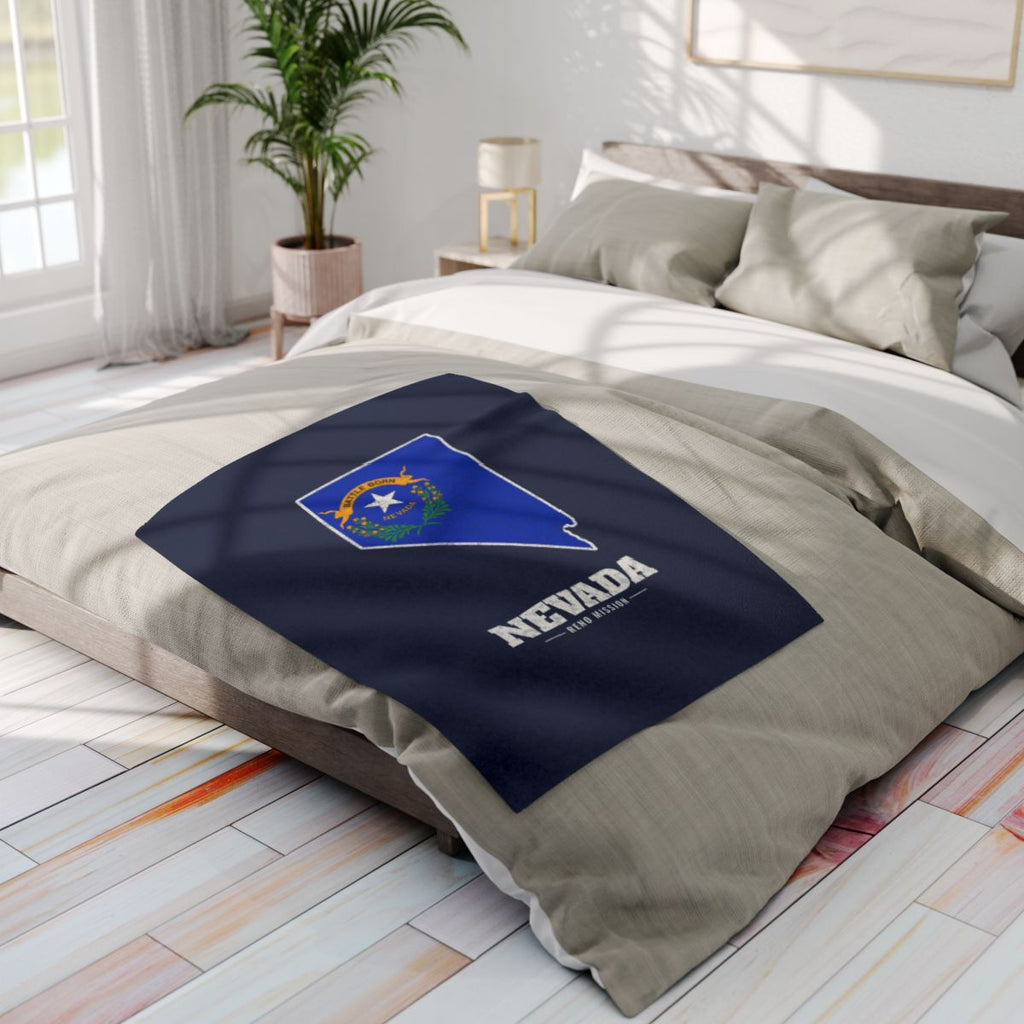 Nevada Reno Mission flag map fleece blanket by Weak Things view 4