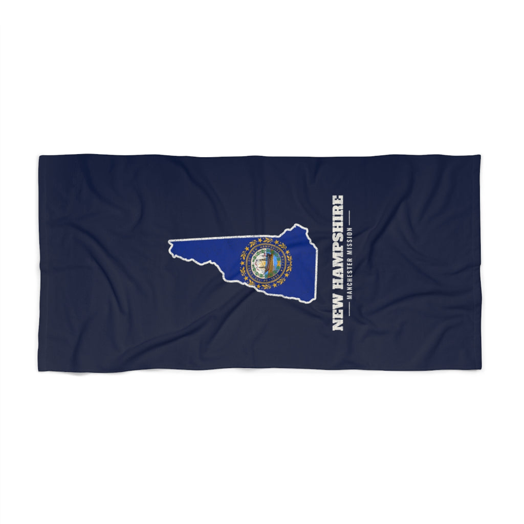 New Hampshire Manchester Mission flag map beach towel by Weak Things view 2