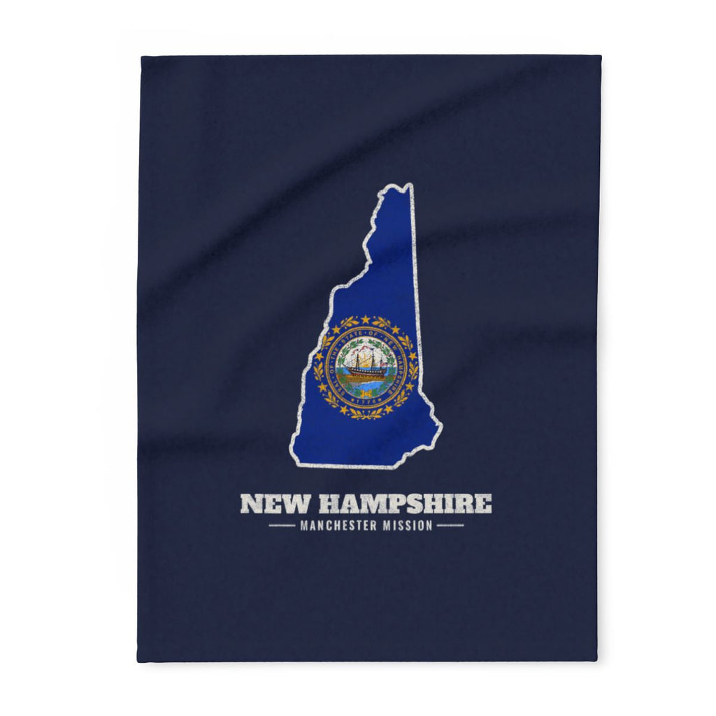 New Hampshire Manchester Mission flag map fleece blanket by Weak Things