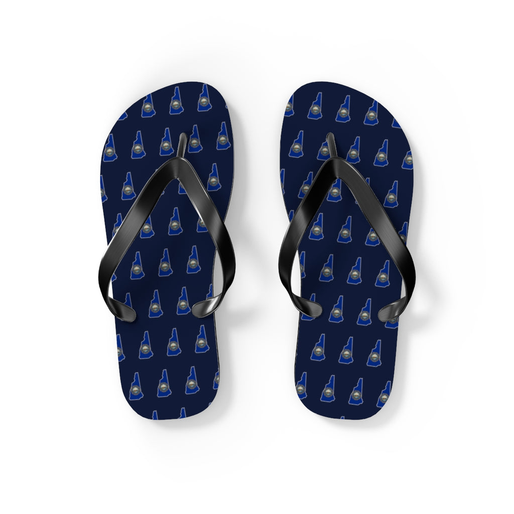 New Hampshire Mission flag map flip flops by Weak Things view 2