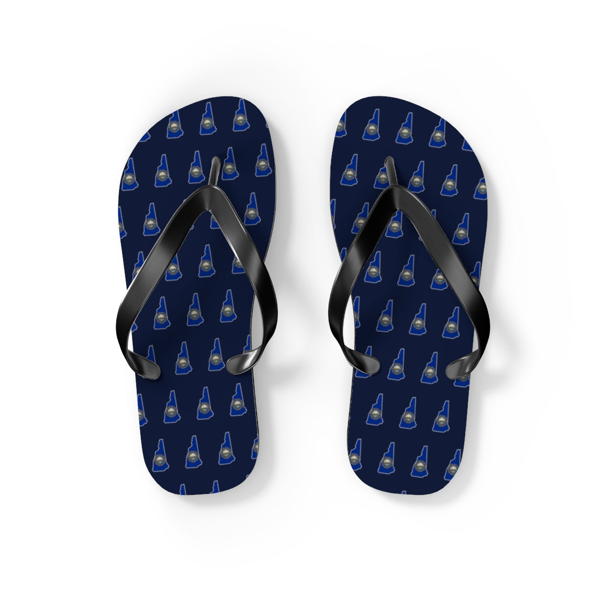 New Hampshire Mission flag map flip flops by Weak Things view 2